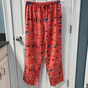L.L. Bean 100% Cotton Fishing Camping Dog Pajama Pants Size Small